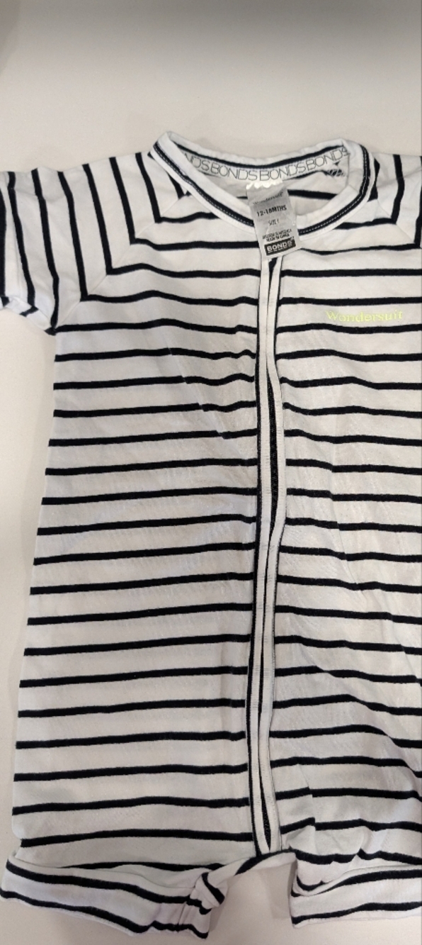 Bonds Black and White Striped Romper